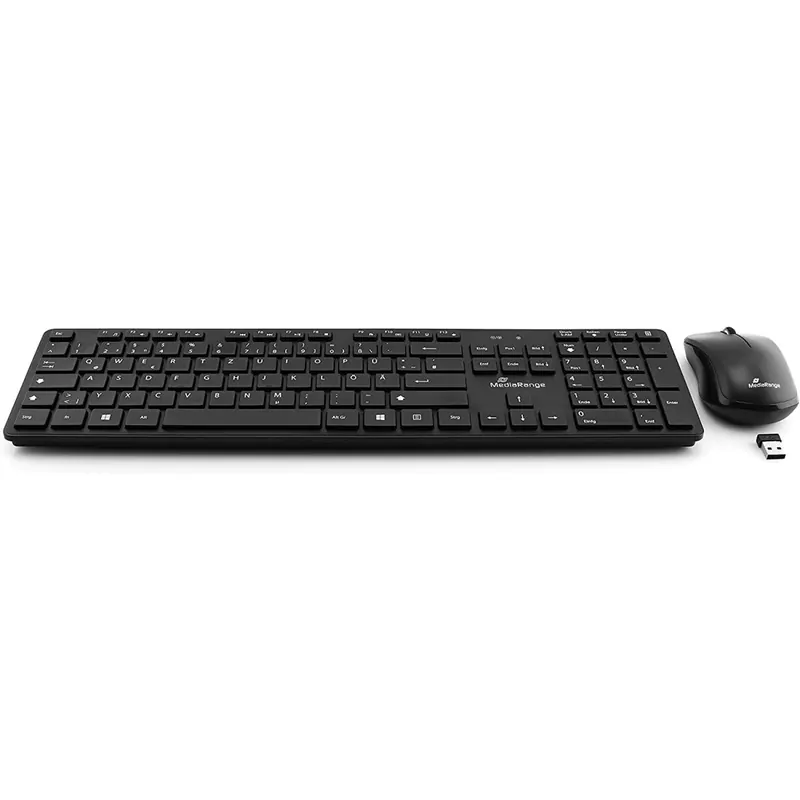 MediaRange Funk-Tastatur und optische 3 Tasten Funk-Maus Set, QWERTZ, schwarz