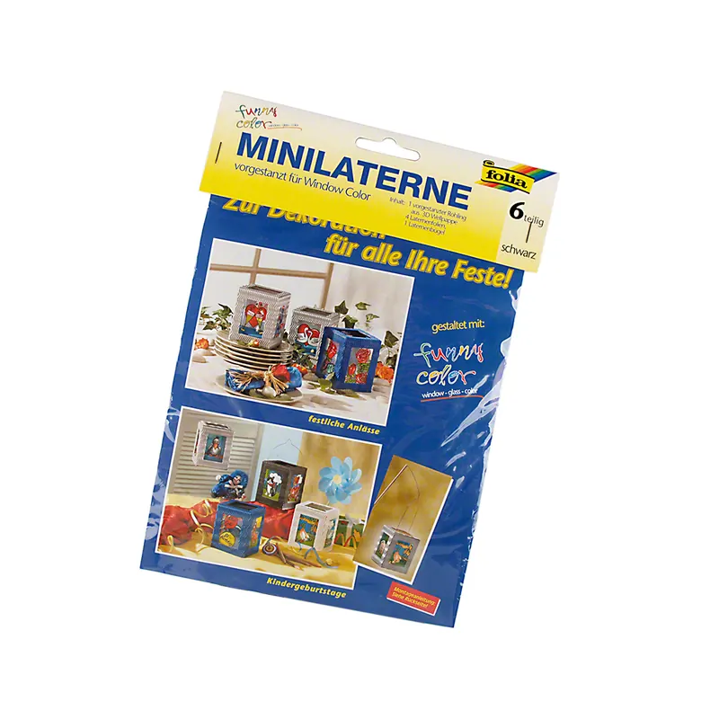 Mini-Laterne aus 3D-Wellpappe Funny-Color, Bastelset 6-tlg., schwarz