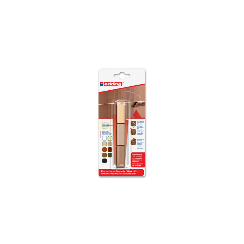 Möbelreparaturwachs edding 8901 - Buche / Ahorn mischbar zum Reparieren von Beschädigungen in Möbeloberflächen 3er-Set