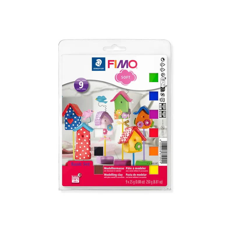 Modelliermasse Staedtler FIMO soft 8023 - farbig sortiert normalfarbend ofenhärtend 25 g 9er-Set