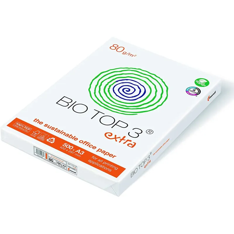 Mondi Bio Top 3 extra 80g/m² DIN-A3 2500 Blatt ohne optischen Aufheller naturweiß