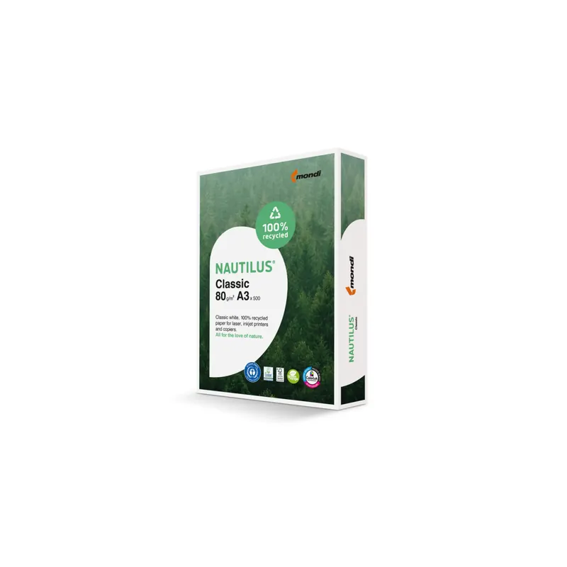 Mondi Nautilus Classic 80g/m² DIN-A3 / 500 Blatt Recycling Papier weiß