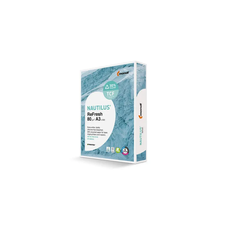 Mondi Nautilus Refresh 80g/m² DIN-A3 TrioTec 500 Blatt Papier weiß 30% recycling