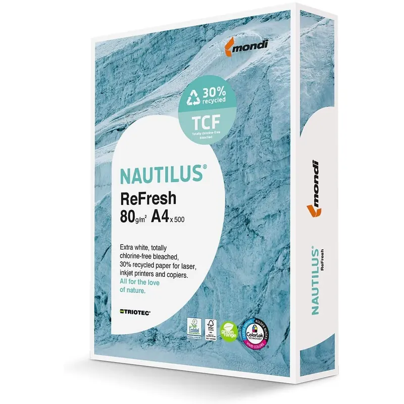 Mondi Nautilus Refresh 80g/m² DIN-A4 TrioTec 500 Blatt Papier weiß 30% recycling