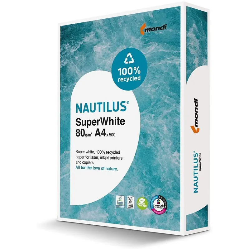 Mondi Nautilus super white Recycling-Papier 80g/m² DIN-A4 / 500 Blatt Papier weiß