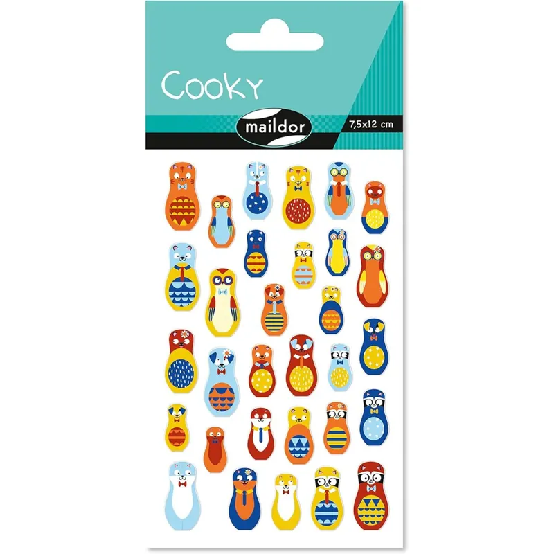 MY MANDARINE 560406C - 3D Stickers Cooky, 1 Stickerbogen 7,5x2cm, 26 Stickers, Puppen, 1 Stück