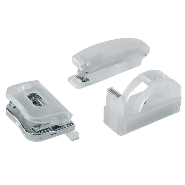 myOfficeBrand Büroset 3-teilig frost weiß Acryl - Locher Abroller Hefter