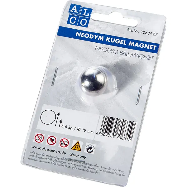 myOfficeBrand Neodym-Magnet 19 mm silber - einzeln