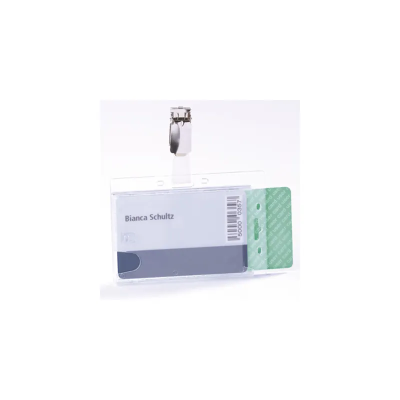 Namensschild Durable 8013 - 54 x 85 mm transparent mit Clip Pckg/25
