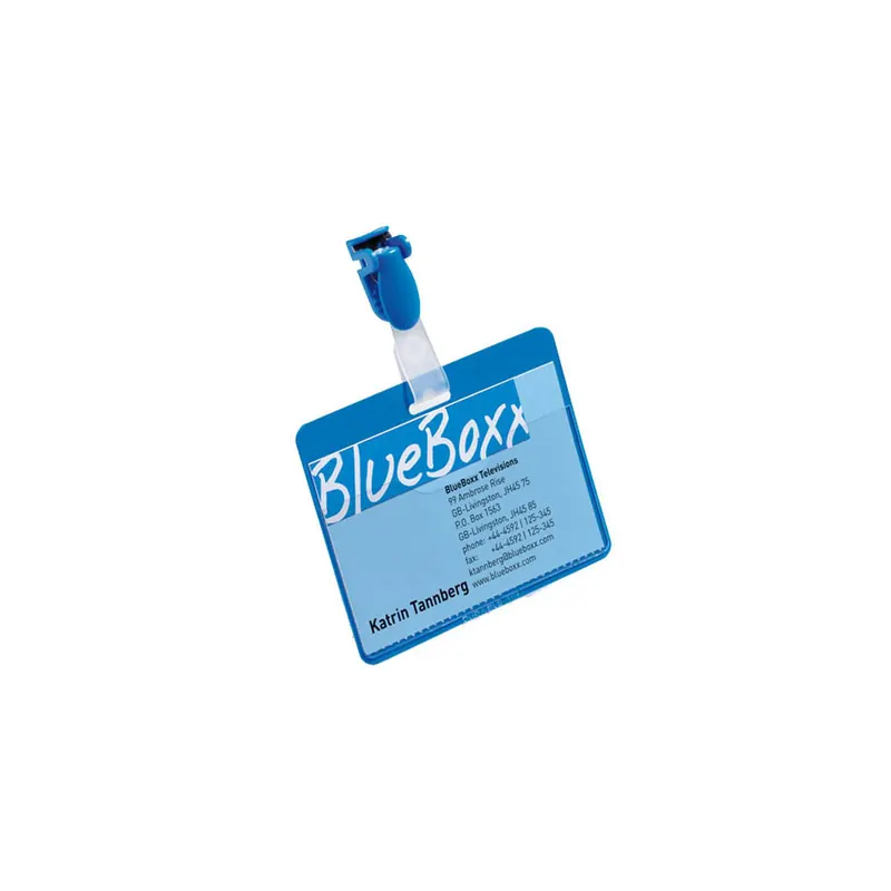 Namensschild Durable 8106 - 60 x 90 mm dunkelblau mit Clip Pckg/25