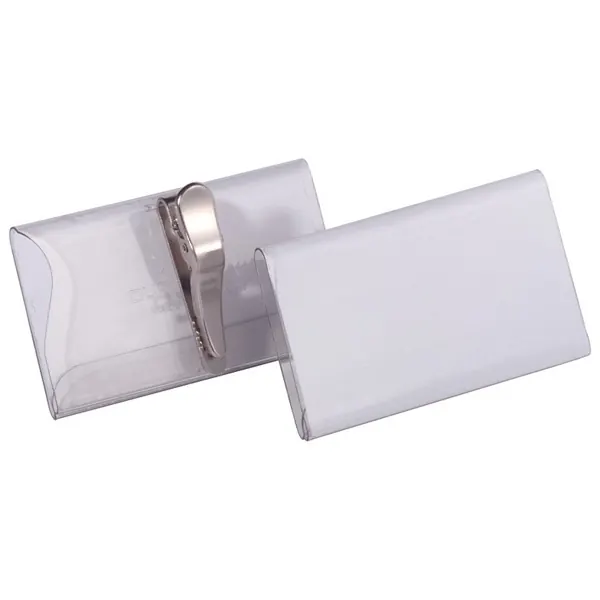 Namensschild Durable 8110 - 40 x 75 mm transparent mit Krokoklemme Pckg/25