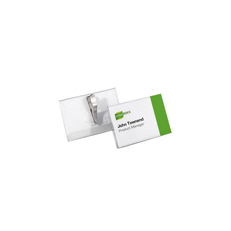 Namensschild Durable 8111 - 54 x 90 mm transparent mit Krokoklemme Pckg/25