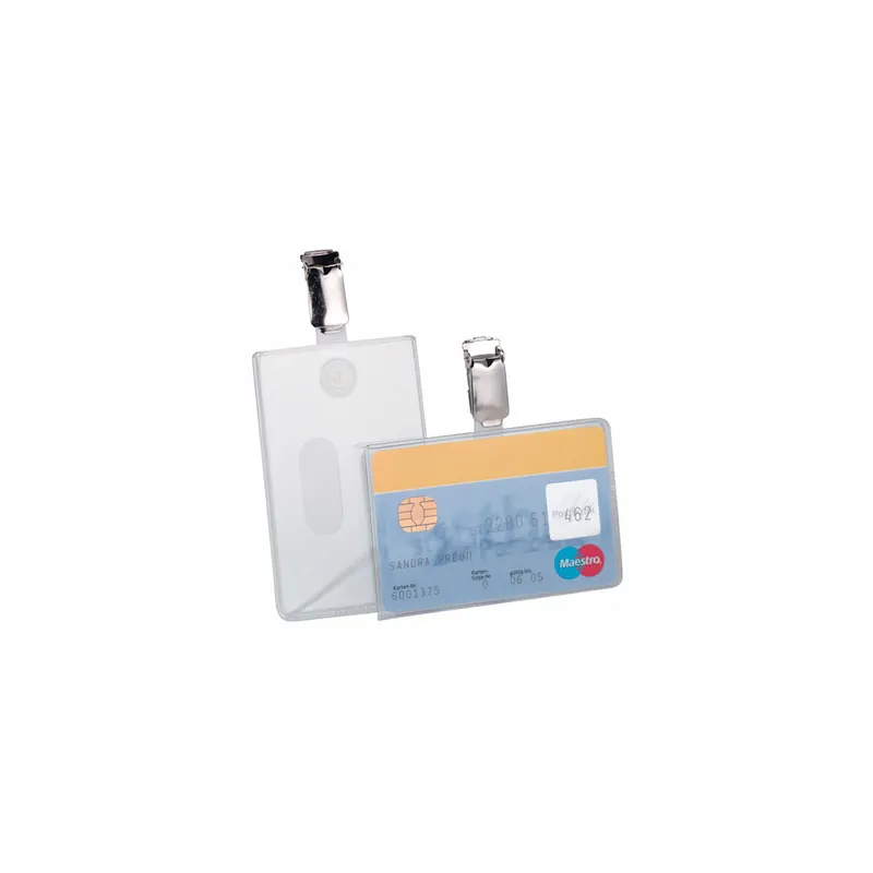 Namensschild Durable 8113 - 54 x 85 mm transparent mit Clip Pckg/25