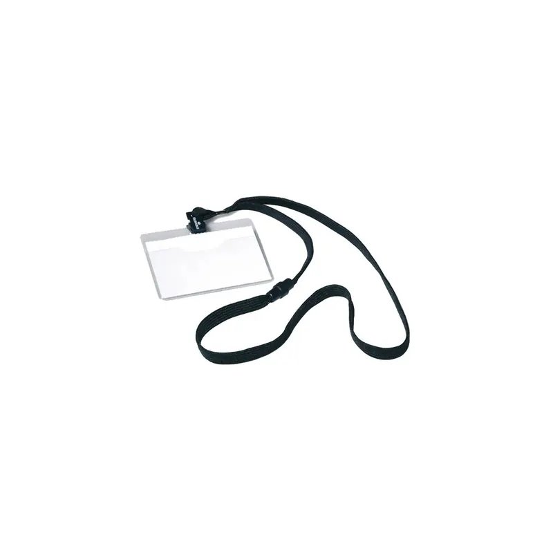 Namensschild Durable 8139 - 60 x 90 mm schwarz mit Umhängeband Pckg/10