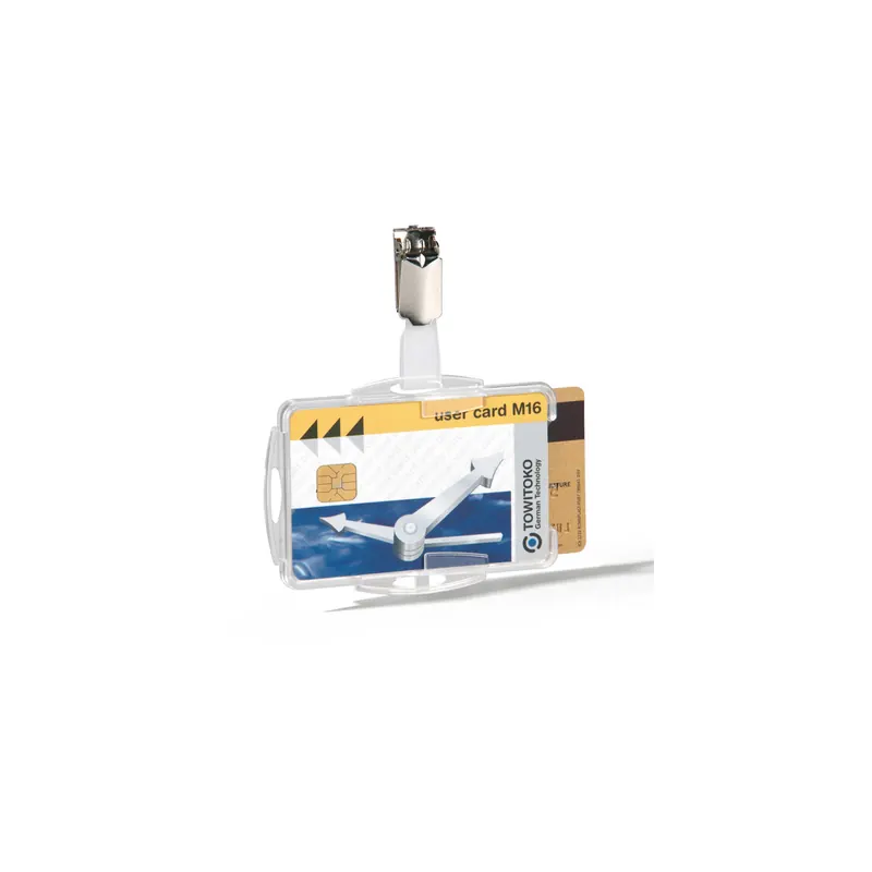 Namensschild Durable 8218 - 54 x 85 mm transparent mit Clip Pckg/25