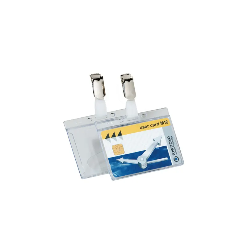 Namensschild Hartbox Durable 8005 - 54 x 85 mm transparent mit Clip Pckg/25