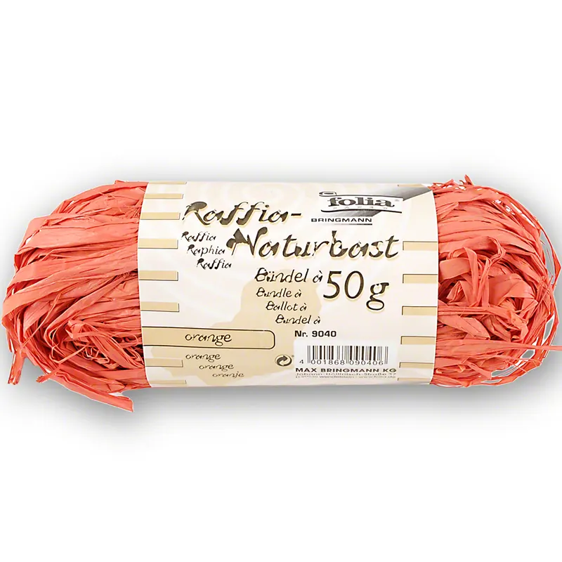Naturbast, Bündel à 50 g, orange