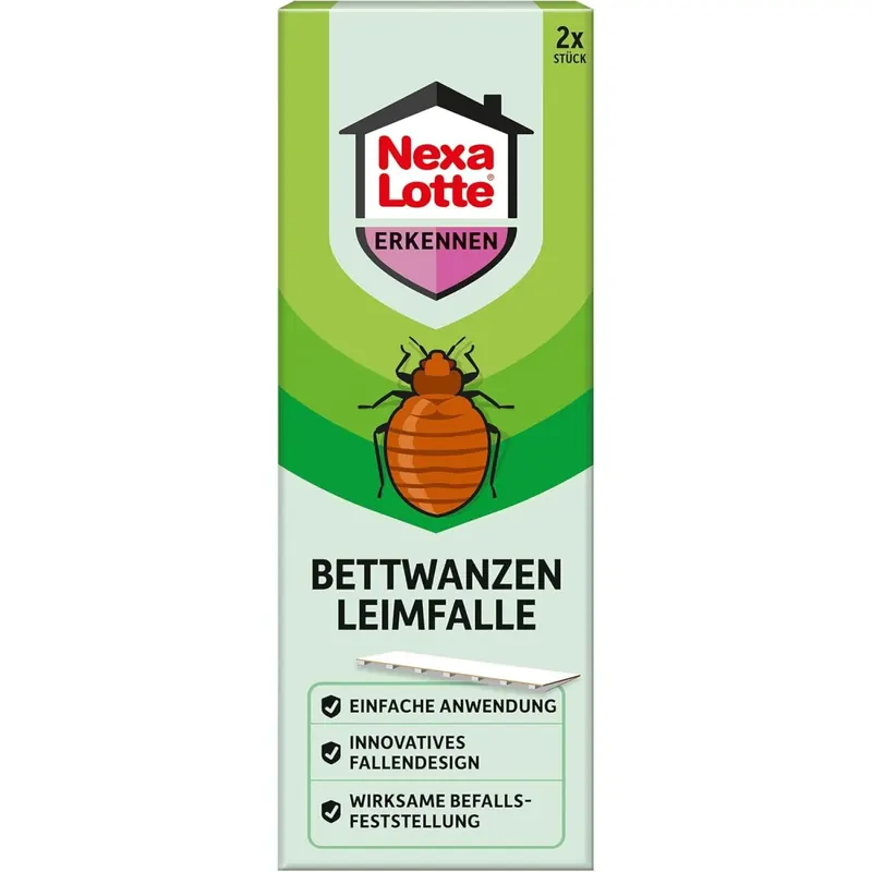 Nexa Lotte 35040 Bettwanzen Leimfalle, 2 Stück - effektive Bekämpfung und Prävention von Bettwanzenbefall in Schlafzimmern