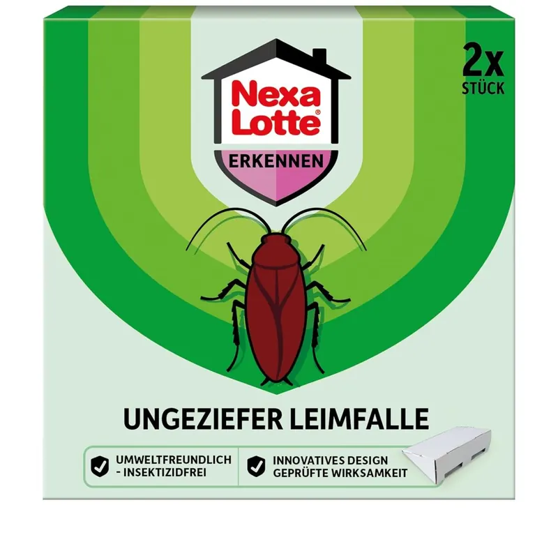 Nexa Lotte 36511 Ungeziefer Leimfalle 2 Fallen gegen Küchenschaben kompakte Falle für effektive Schädlingsbekämpfung ohne Insektizide