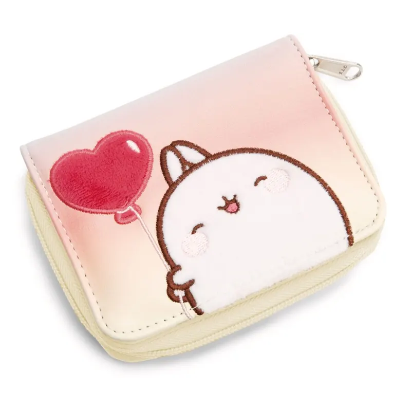 NICI Geldbeutel MOLANG 12x9,5cm weiß - Brieftasche Geldbörse Münztäschchen mit Reißverschluss Tasche für Mädchen und Teenager, Fans Geschenk