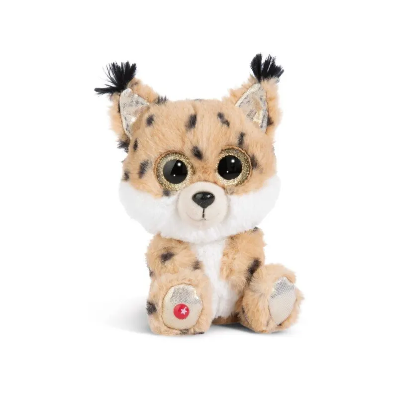 NICI GLUBSCHIS Luchs Lenzo 15cm - Schlenkernder Kuscheltier Luchs mit großen Glitzeraugen - 49295