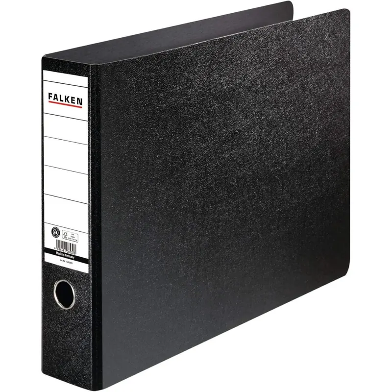 Original Falken Ordner Sonderformat Hartpappe. Made in Germany. 8 cm breit DIN A3 quer schwarz Ringordner Aktenordner Briefordner Büroordner Pappordner Schlitzordner Blauer Engel
