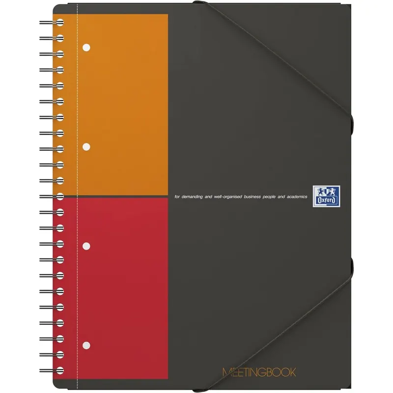 Oxford Meetingbook International A4, kariert, 160 Seiten, mit Gummizugmappe und 3 Einschlagklappen