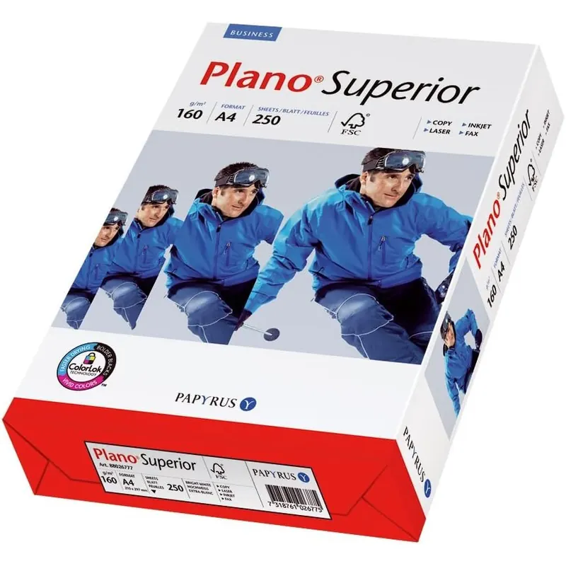 Papyrus 88026787 Drucker-/Kopierpapier premium PlanoSuperior 160 g/m², A4 250 Blatt, ungestrichen, matt, weiß