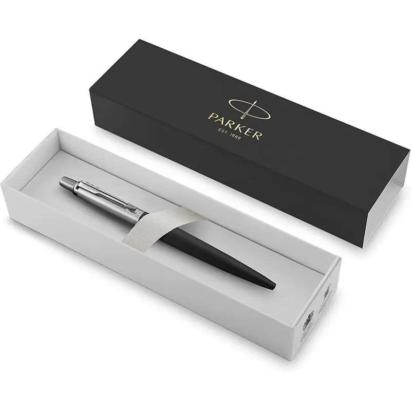 Parker Jotter Kugelschreiber | Bond Street Black | Mittlere Spitze | Blaue Tinte | Geschenkbox