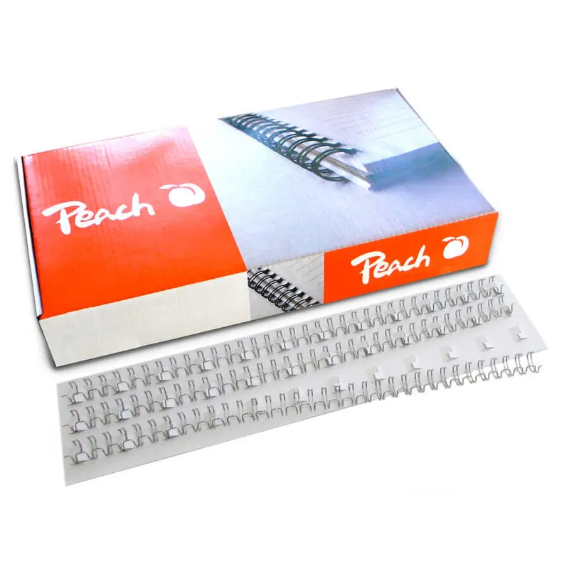 Peach pw143-01 Drahtbinderücken DIN A4, 14 mm, 120 Blatt, 100 Stück, silber