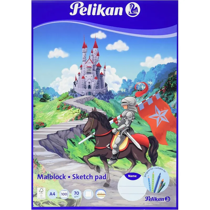 Pelikan 137679 Malblock A4, 100 Blatt weißes Papier, 1 Stück (Motive sortiert - keine Auswahl möglich)