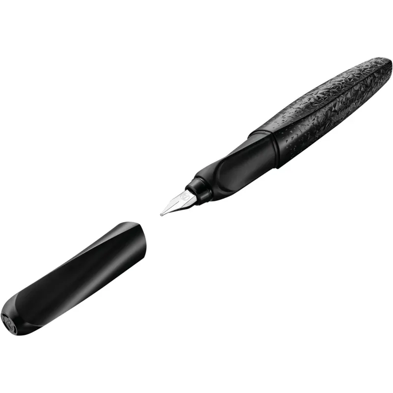 Pelikan 824613 Twist Structure Füllhalter, Edelstahl-Feder in Strichbreite M inkl. Tintenpatrone, schwarz