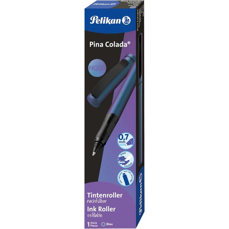 Pelikan 826549 Tintenroller Pina Colada Holo inkl. Standard-Tintenpatrone, nachfüllbar, blau, 1 Stück