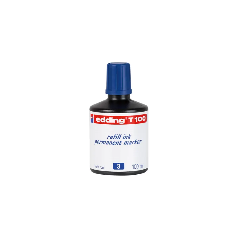 Permanentmarker Nachfülltinte edding T100 - blau für Mod. No1/400/500/550/800/850/3000 uvm. 100 ml