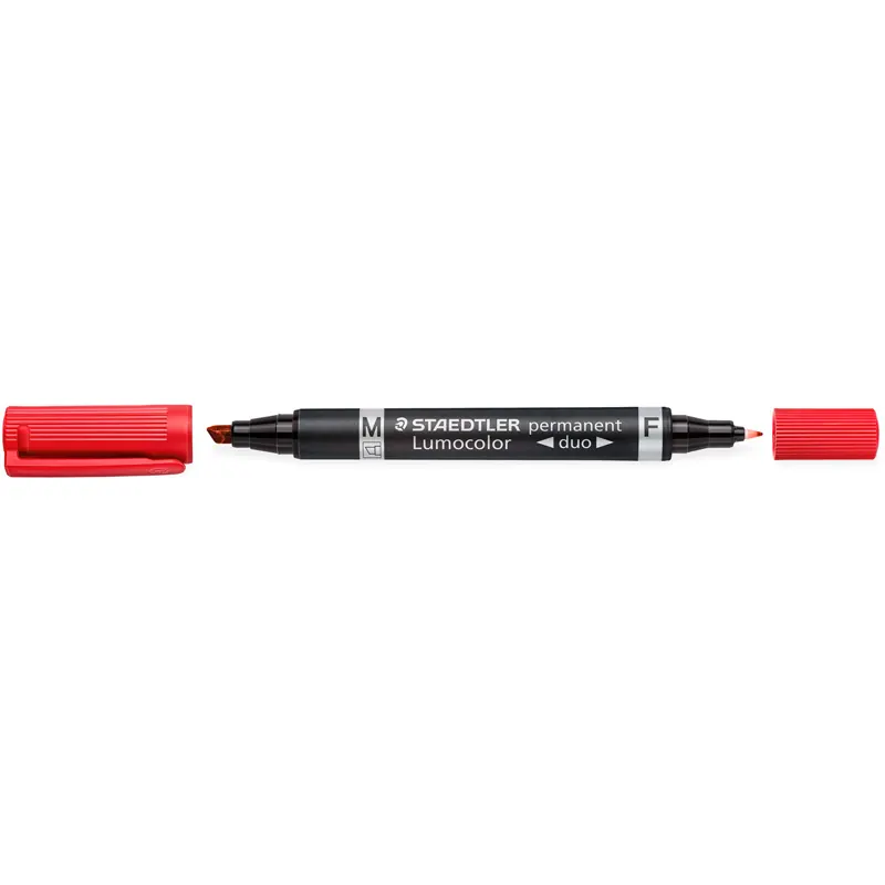 Permanentmarker Staedtler Lumocolor duo 348 - rot 0,6 + 1,5 mm Rundspitze nachfüllbar
