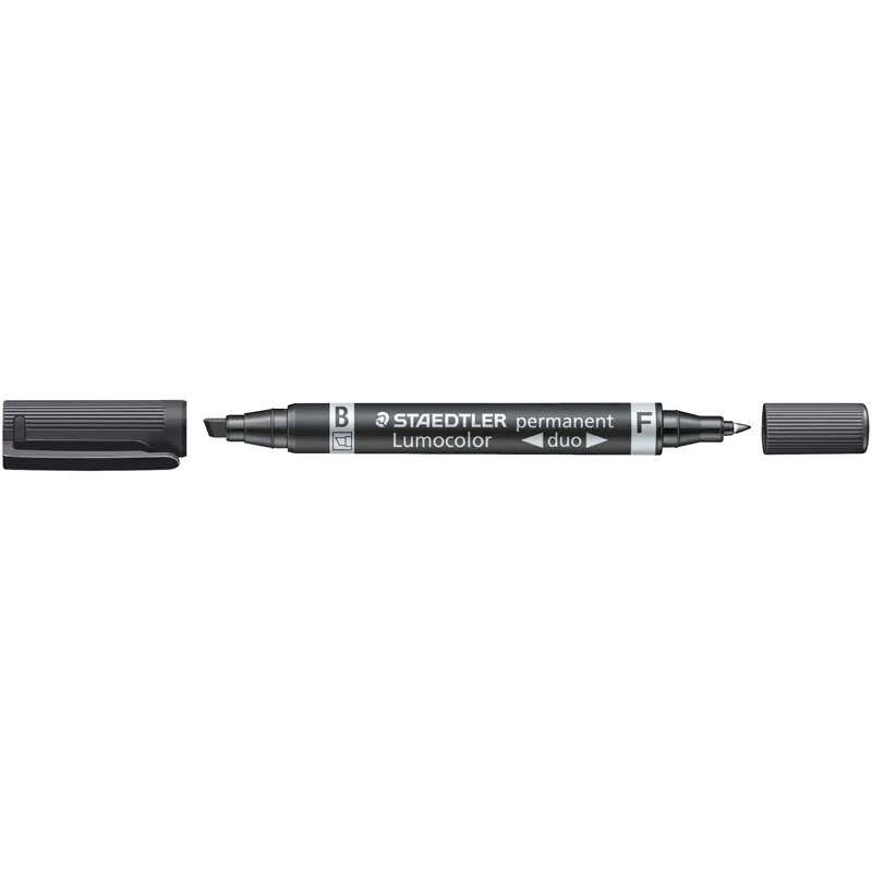 Permanentmarker Staedtler Lumocolor Duo 348B - schwarz 0,6 mm + 1,5-4 mm Keilspitze / Rundspitze nachfüllbar