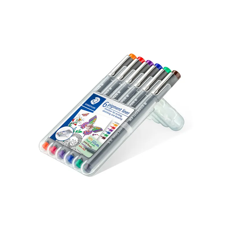 Pigmentliner Staedtler 30805SSB6 - farbig sortiert 0,5 mm lange Metallspitze 6er-Set