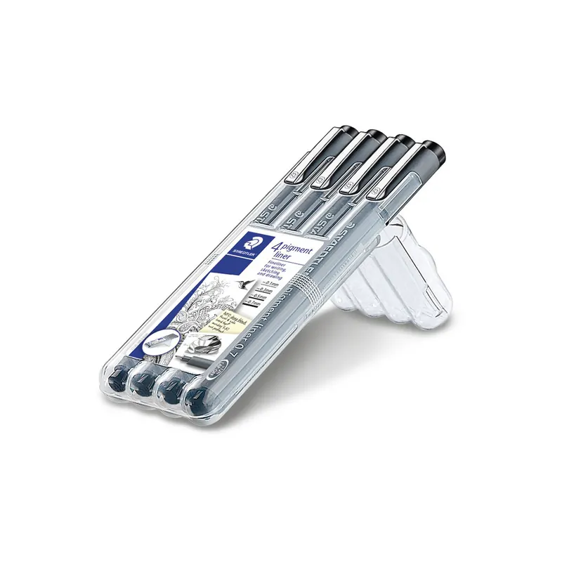 Pigmentliner Staedtler 308WP4 - schwarz 0,1-0,7 mm lange Metallspitze 4er-Set