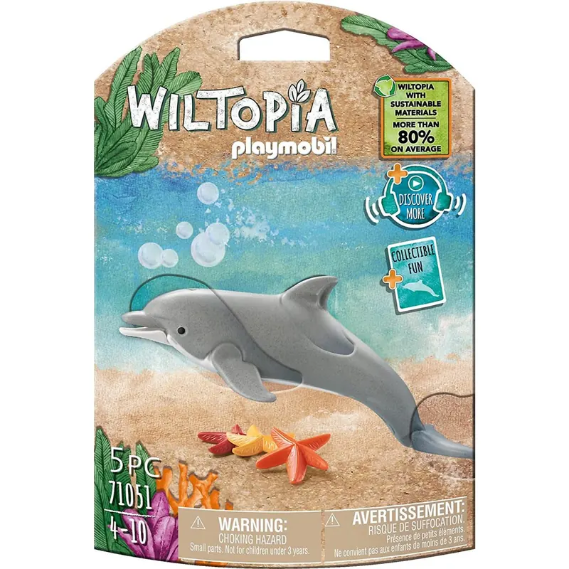 PLAYMOBIL WILTOPIA 71051 Delfin inklusive vielen Zubehör und Tier-Sammelkarte mit QR-Code, ab 4 Jahren, Bunt