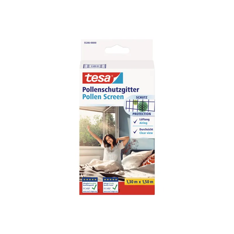 Pollenschutzgitter tesa 55286 - 130 x 150 cm anthrazit Klettsystem ECARF-Qualitätssiegel