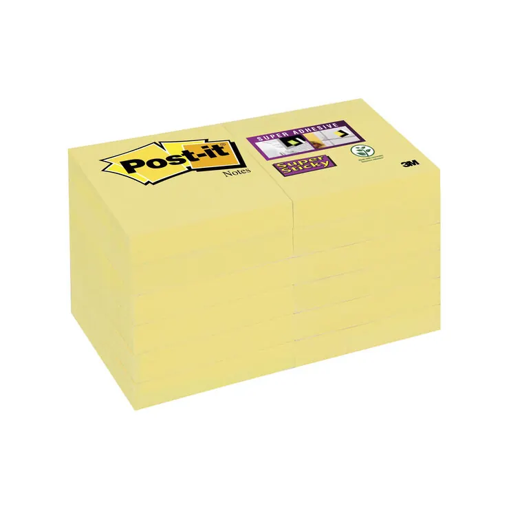 Post-it® SuperSticky Haftnotiz Super Sticky Notes, 51 x 51 mm, kanariengelb, 12x90 Blatt