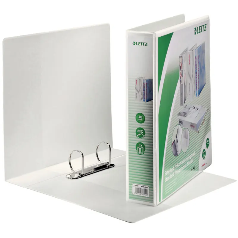 Präsentationsringbuch Leitz 4281 - A4 Überbreite weiß 2-D-Ring Mechanik Ø 40 mm für 400 Blatt PP