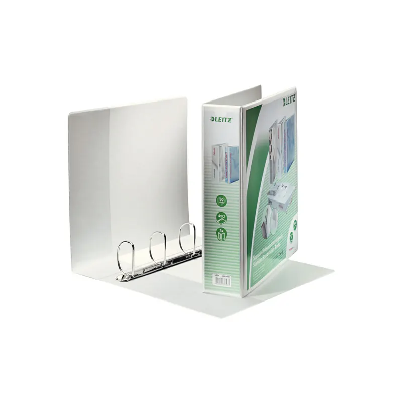 Präsentationsringbuch Leitz 4287 - A4 Überbreite weiß 4-D-Ring Mechanik Ø 50 mm für 500 Blatt PP