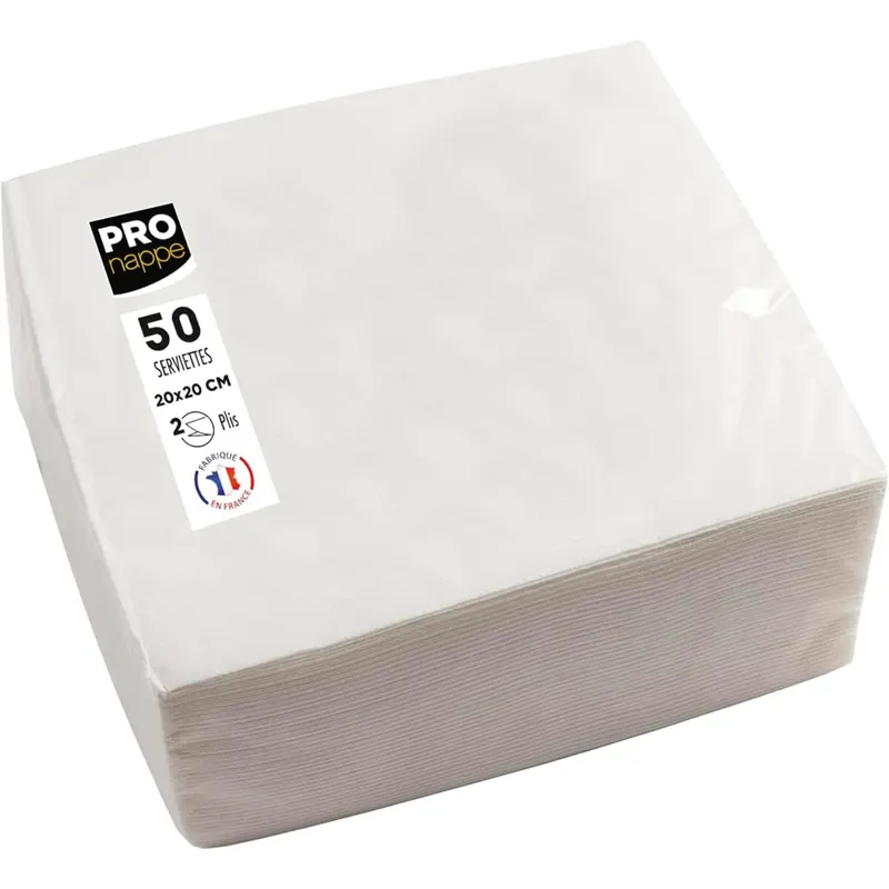 Pronape SV622001I Cocktailservietten, 20 x 20 cm, Mikro-Waffelpapier, 2-lagig, Weiß, 50 Stück