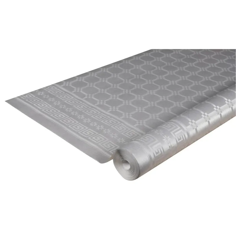 Pronappe RD260652I Papiertischdecke auf Rolle mit Damastprägung - 6x1,18m - Silber