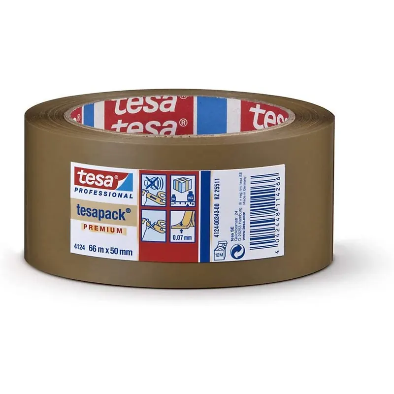 PVC-Packband tesapack® 4124 Premium VE 36 Rollen, braun, Bandbreite 50 mm