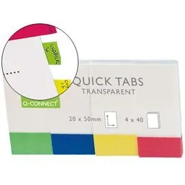 Q-Connect Haftmarker Transparent - 20 x 50 mm, 4 x 40 Streifen