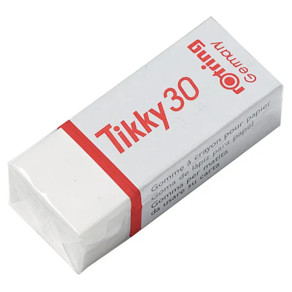 Radierer rOtring Tikky 30 S0234101 - 4,2 x 1,7 x 1,2 cm weiß in Schiebehülle