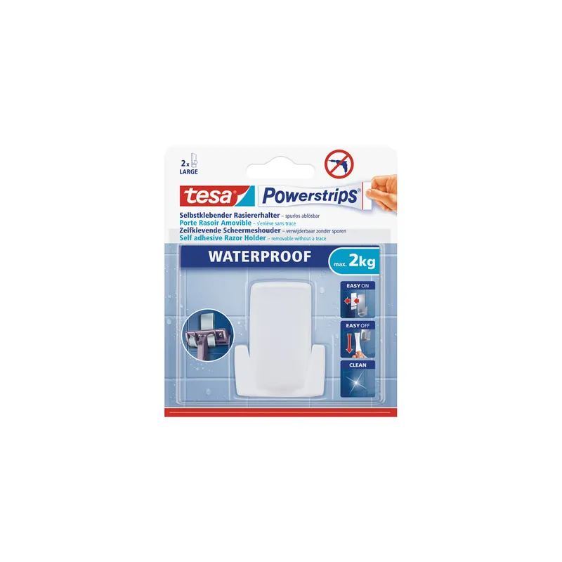 Rasiererhalterung tesa Powerstrips Waterproof 59703 - weiß bis 2 kg für Badezimmer