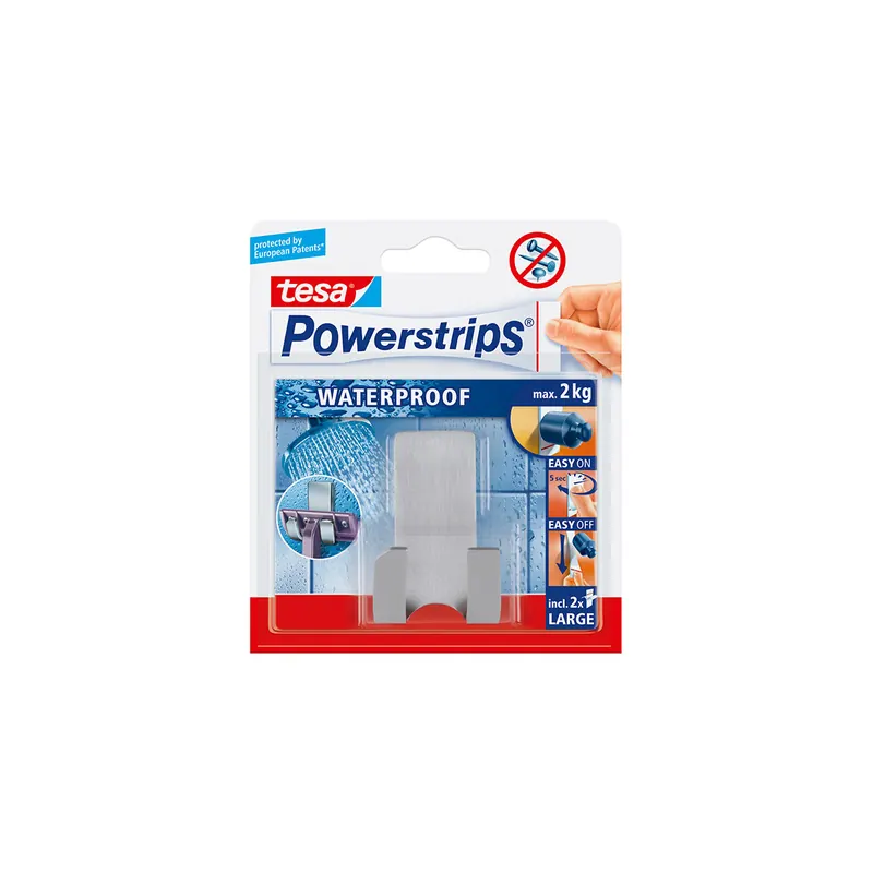 Rasiererhalterung tesa Powerstrips Waterproof 59709 - Edelstahl bis 2 kg für Badezimmer